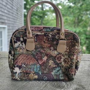 New Vintage Cow & Floral Carpet Bag